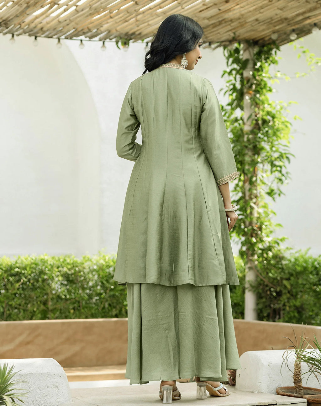 Silk Embroidered Anarkali 3 Piece Kurta Set