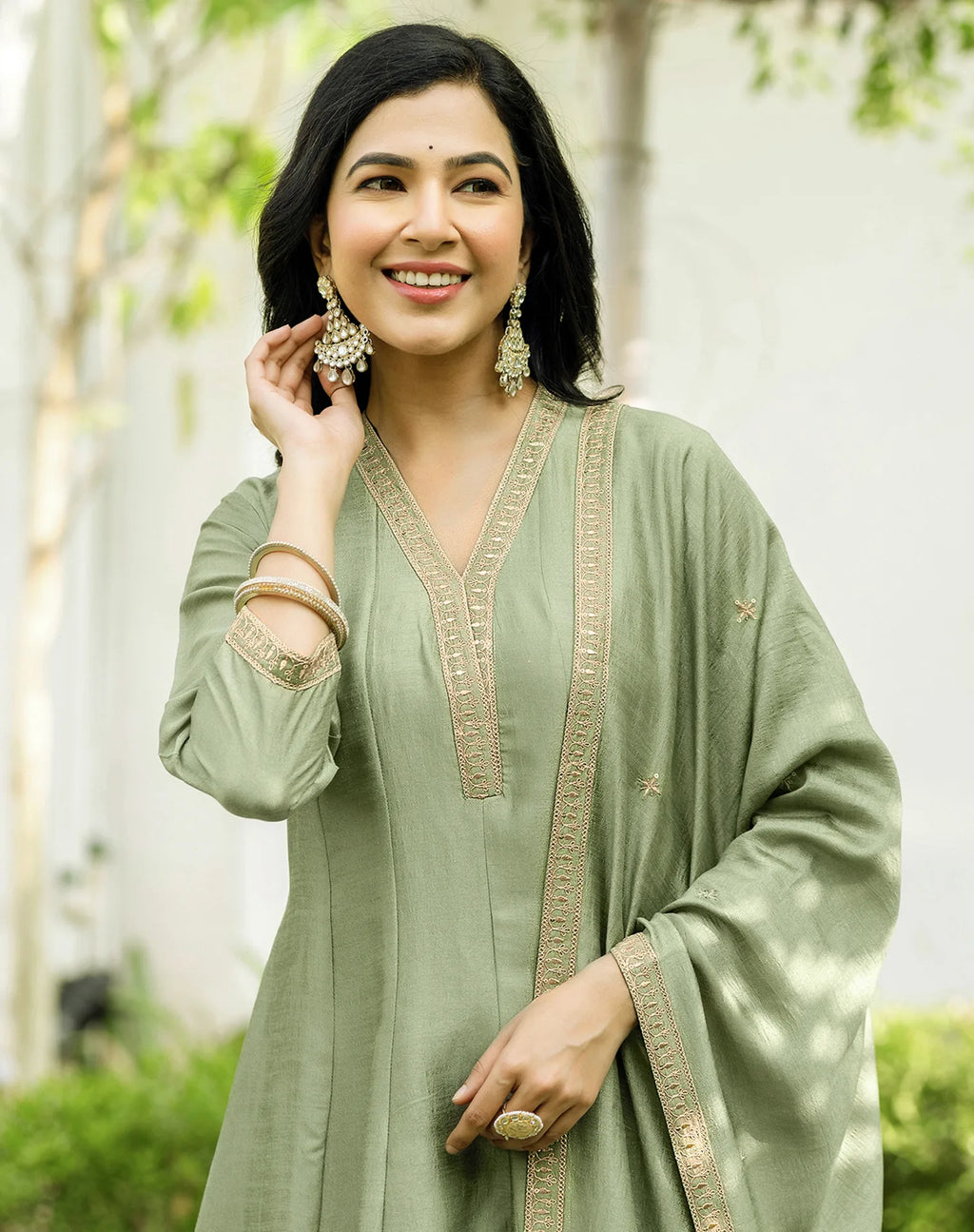 Silk Embroidered Anarkali 3 Piece Kurta Set
