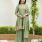 Silk Embroidery Lace Anarkali Kurta with Pant & Dupatta