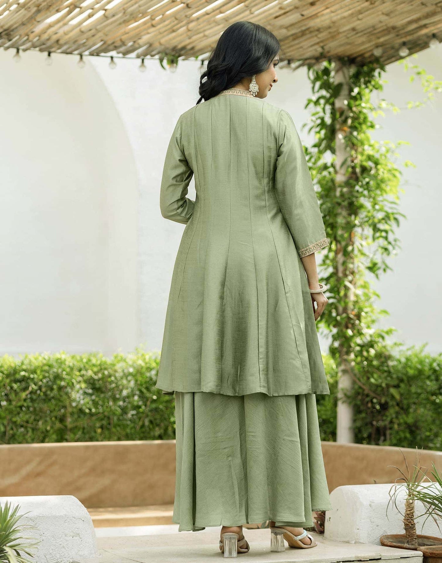 Silk Embroidery Lace Anarkali Kurta with Pant & Dupatta