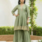 Silk Embroidery Lace Anarkali Kurta with Pant & Dupatta