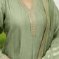 Silk Embroidery Lace Anarkali Kurta with Pant & Dupatta