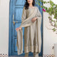 Silk Embroidery, Sequins Work and Embroidery Lace A-Line Kurta with Pant & Dupatta