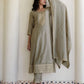 Silk Embroidery, Sequins Work and Embroidery Lace A-Line Kurta with Pant & Dupatta