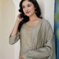 Silk Embroidery, Sequins Work and Embroidery Lace A-Line Kurta with Pant & Dupatta