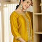 Silk Embroidery, Sequins Work and Embroidery Lace Anarkali Kurta with Pant & Dupatta