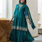 Silk Flared Embroidery V-Neck Kurta with Pant & Dupatta