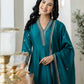 Silk Flared Embroidery V-Neck Kurta with Pant & Dupatta