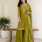 Silk Straight Embroidery Square Neck Kurta with Pant & Dupatta