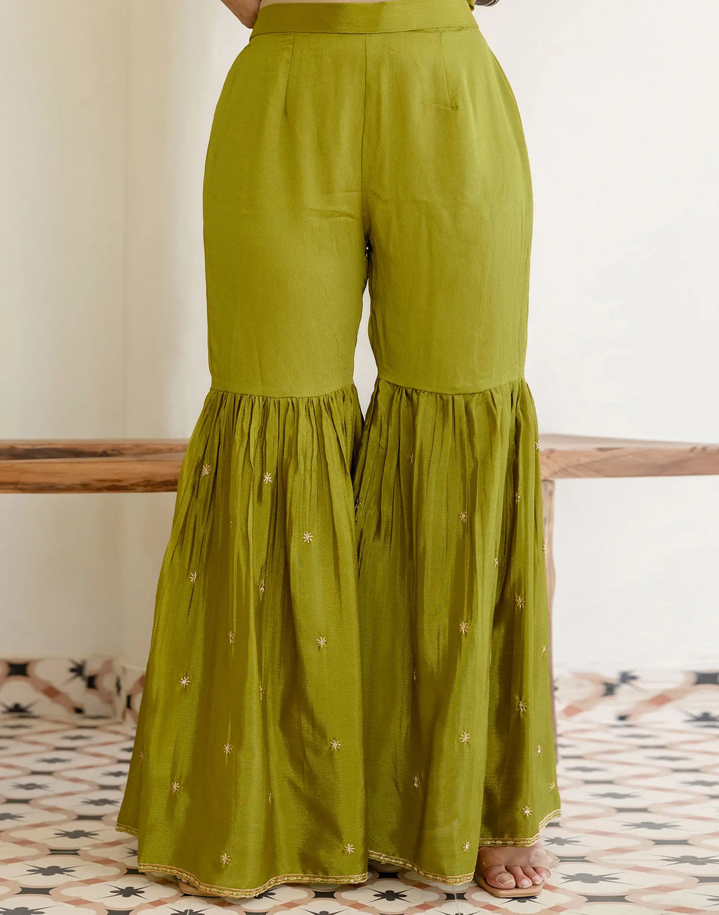 Poly Chinnon Embroidered Straight 3 Piece Kurta Set