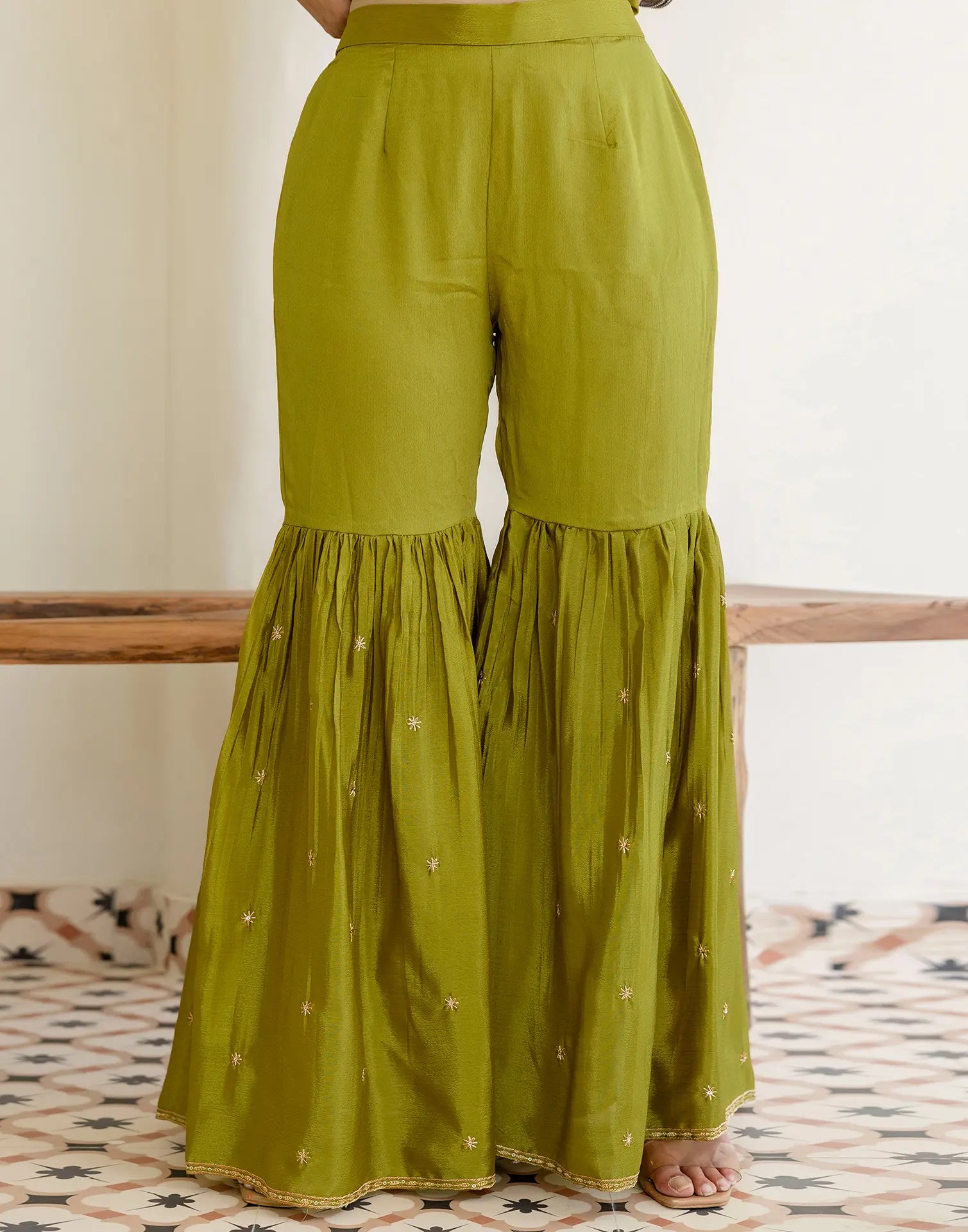 Poly Chinnon Embroidered Straight 3 Piece Kurta Set