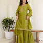 Silk Straight Embroidery Square Neck Kurta with Pant & Dupatta