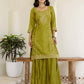 Silk Straight Embroidery Square Neck Kurta with Pant & Dupatta