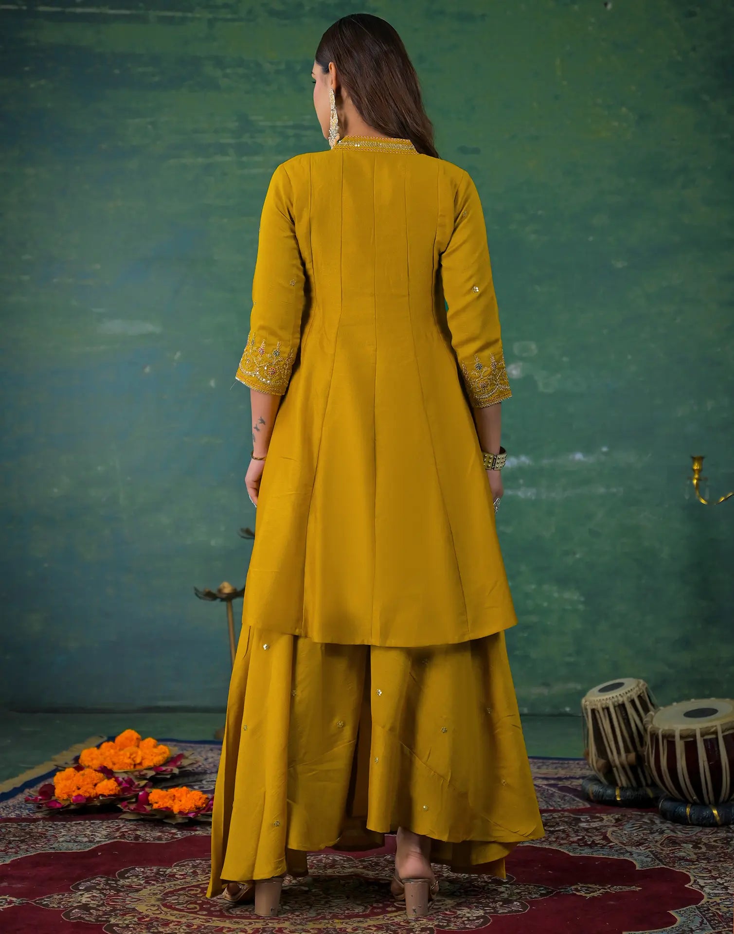 Skylee Silk Sequins Work Anarkali 3 Piece Kurta Set For Woman