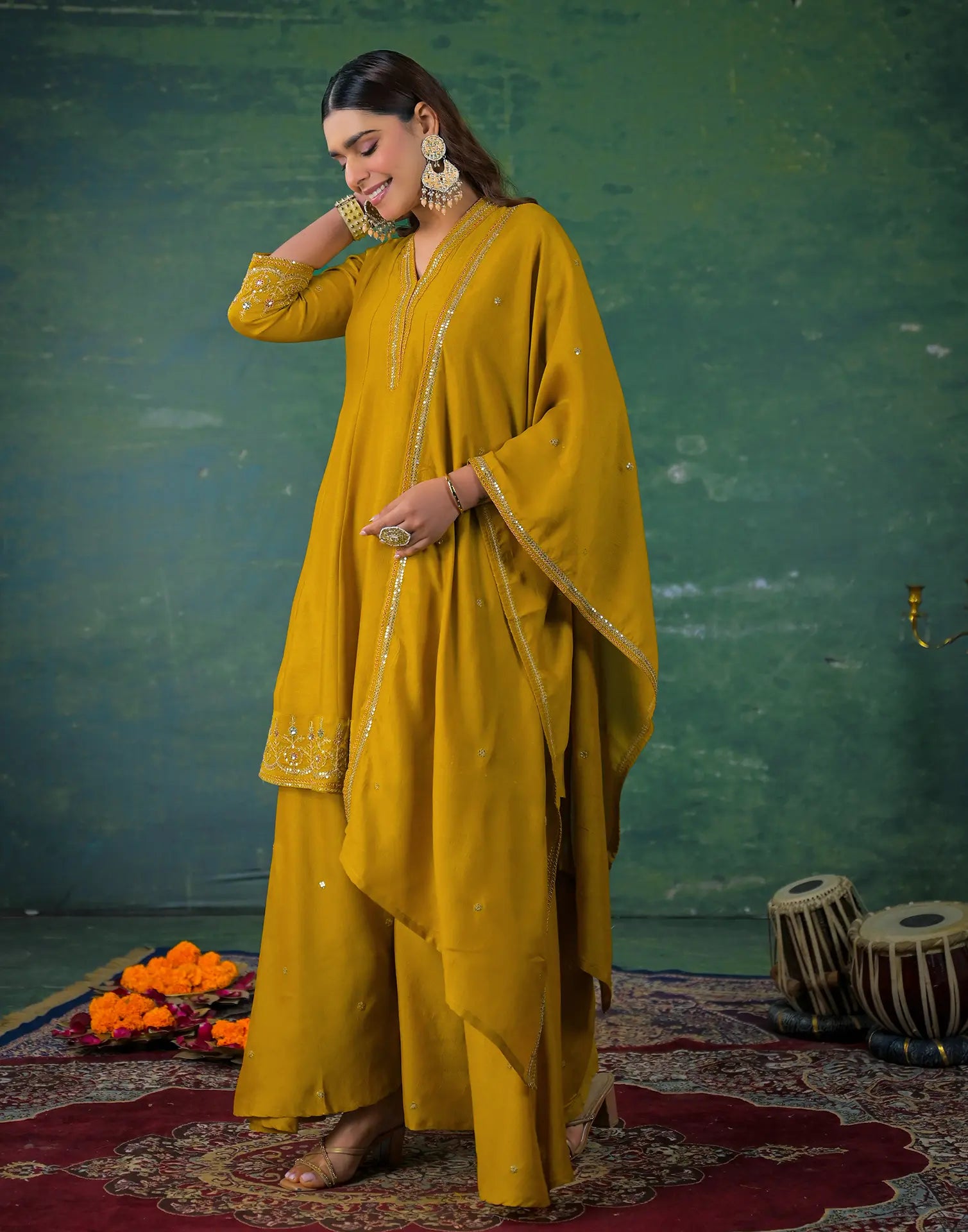 Skylee Silk Sequins Work Anarkali 3 Piece Kurta Set For Woman