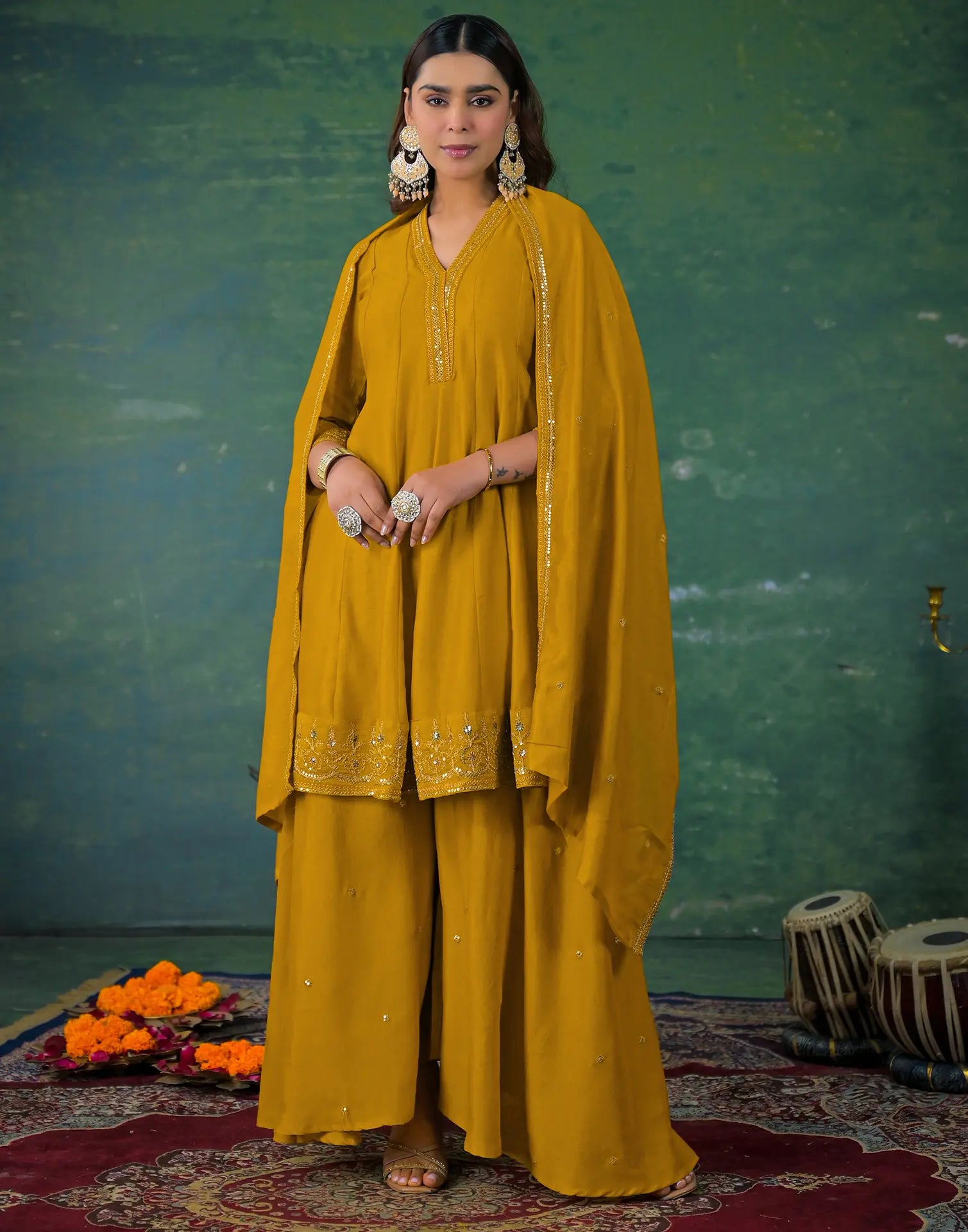 Skylee Silk Sequins Work Anarkali 3 Piece Kurta Set For Woman