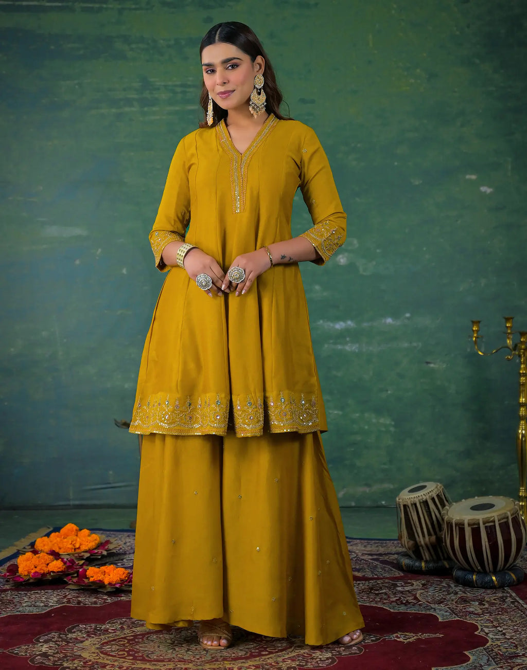 Skylee Silk Sequins Work Anarkali 3 Piece Kurta Set For Woman