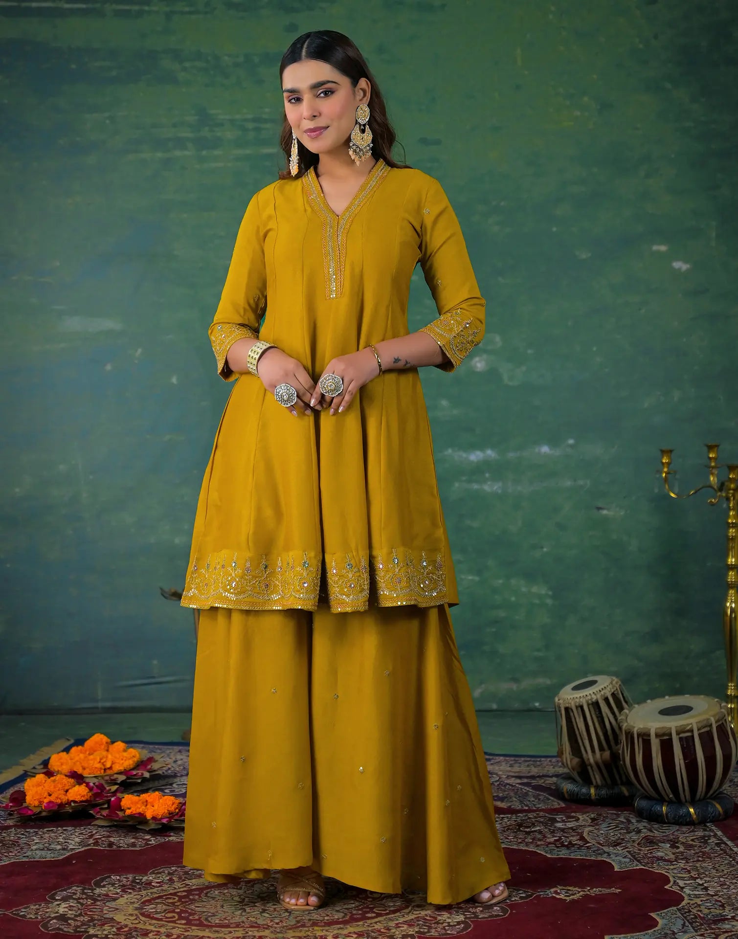 Skylee Silk Sequins Work Anarkali 3 Piece Kurta Set For Woman