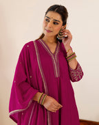 Skylee Silk Sequins Work A-Line 3 Piece Kurta Set For Woman