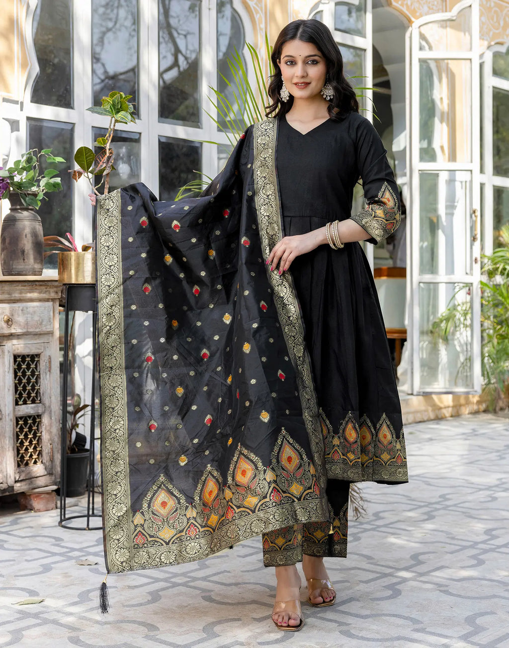 Rayon Woven Anarkali 3 Piece Kurta Set