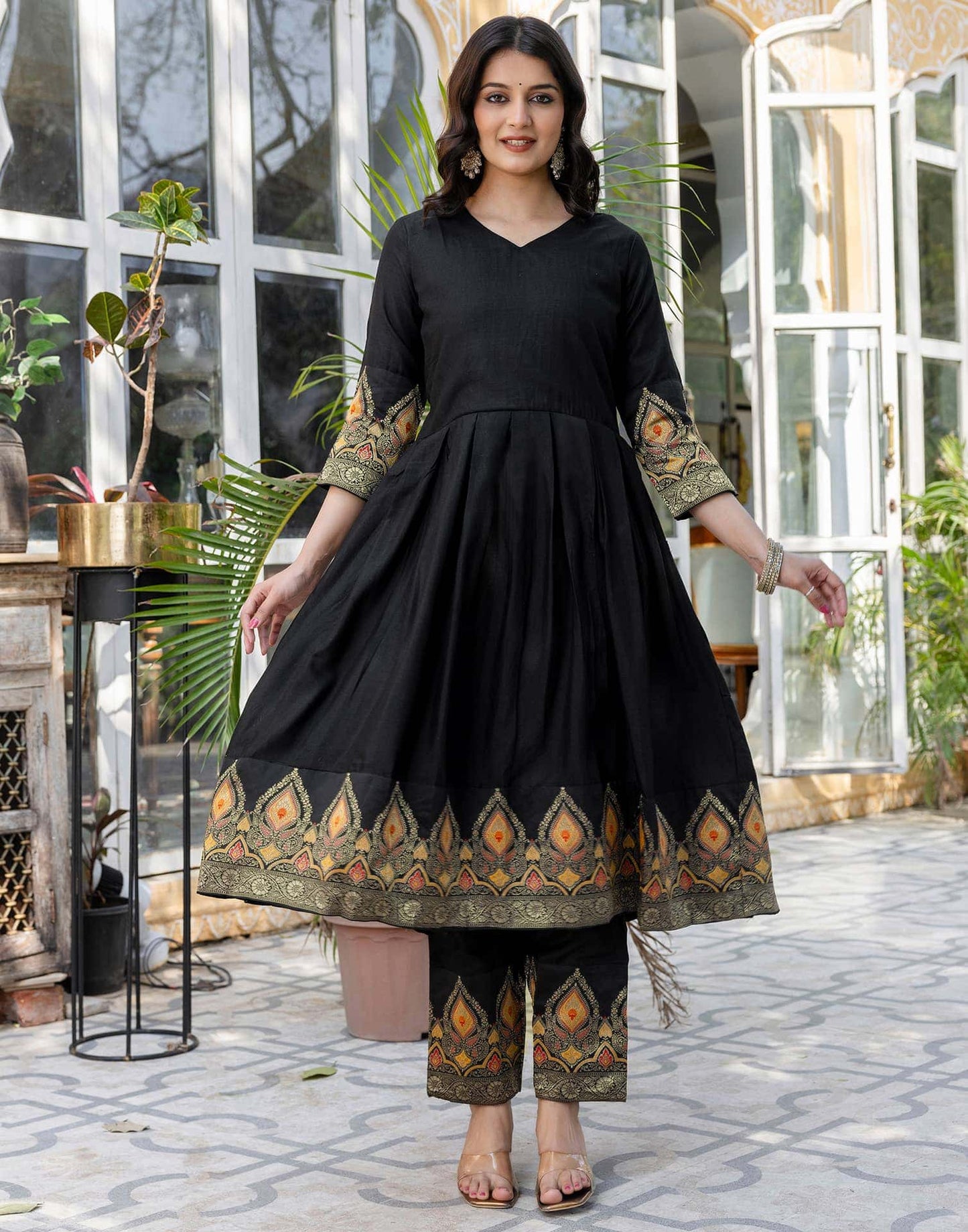 Rayon Weaving Anarkali Kurta with Pant & Dupatta