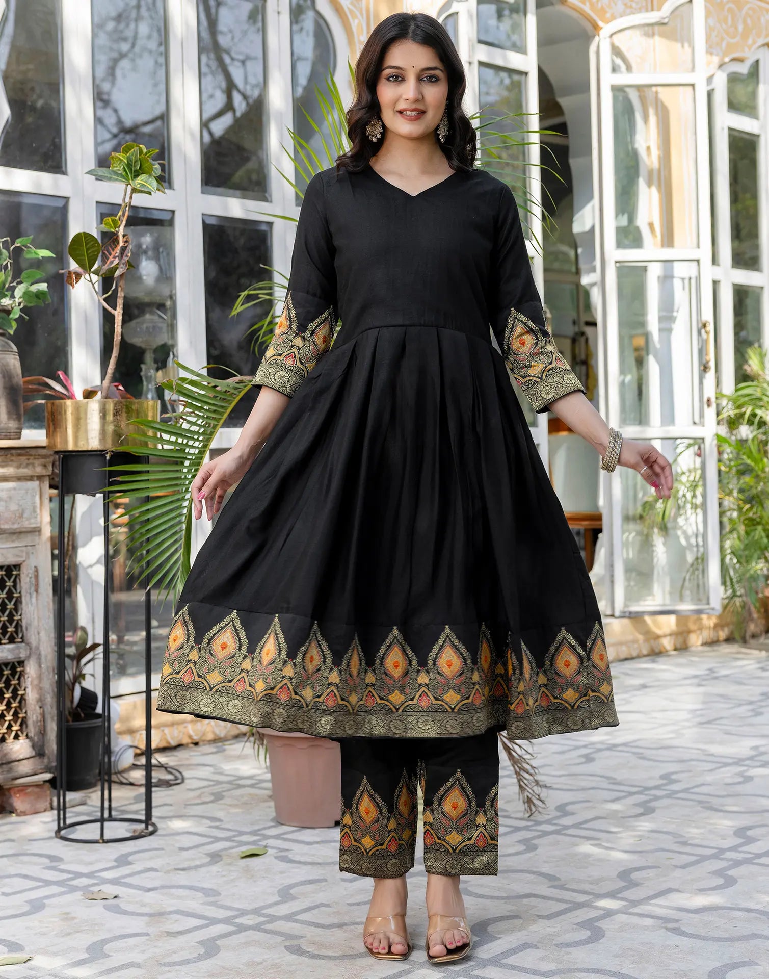 Rayon Woven Anarkali 3 Piece Kurta Set
