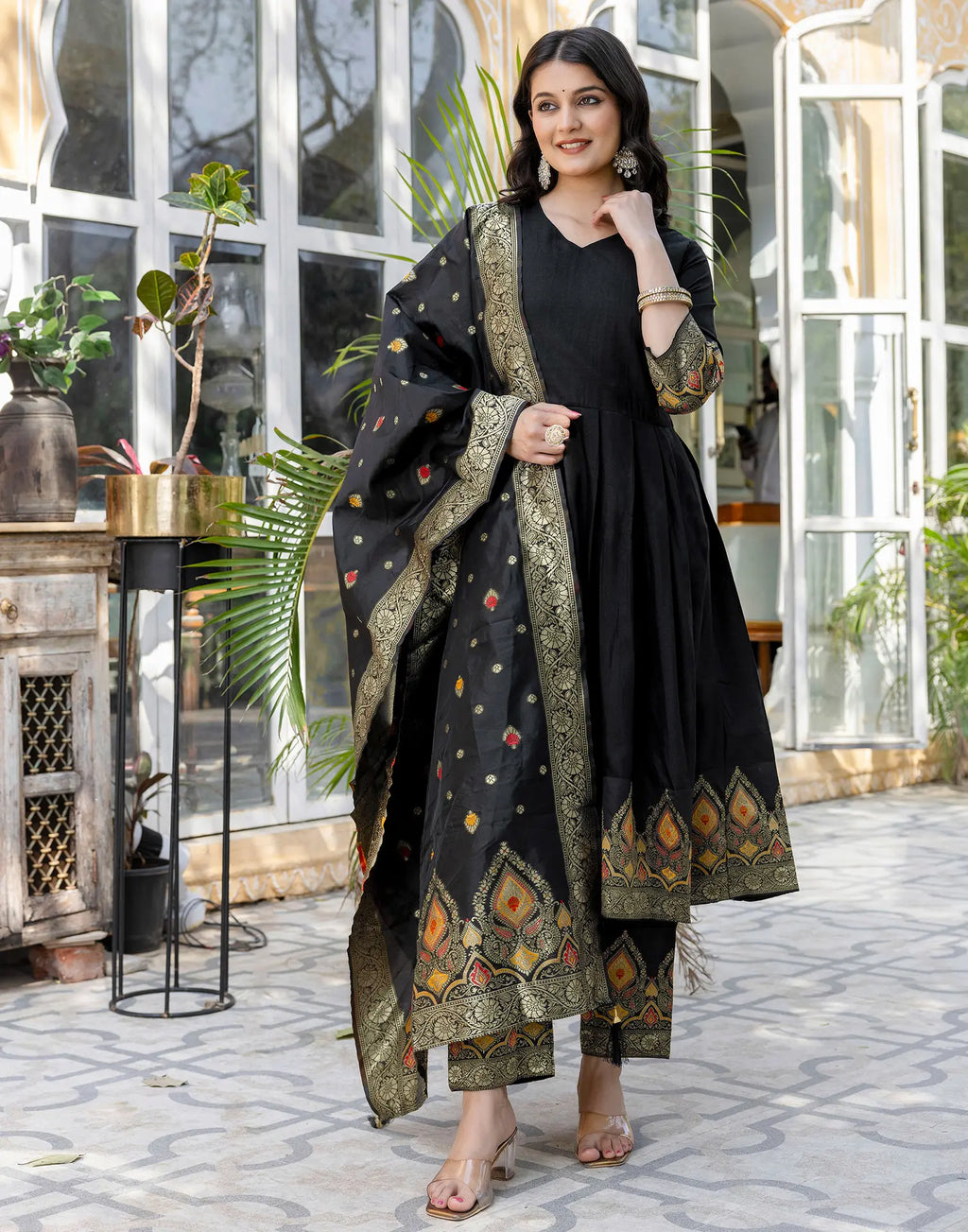 Rayon Woven Anarkali 3 Piece Kurta Set