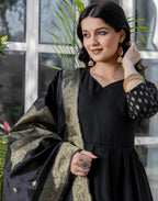 Rayon Foil Print Anarkali 3 Piece Kurta Set