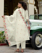 Silk Blend Embroidered Straight 3 Piece Kurta Set