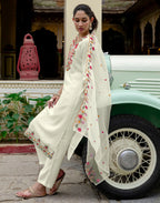 Silk Blend Embroidered Straight 3 Piece Kurta Set