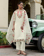 Silk Blend Embroidered Straight 3 Piece Kurta Set