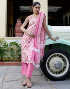 Chanderi Woven Straight 3 Piece Kurta Set