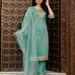 Organza Embroidered Straight Kurta with Pant & Dupatta