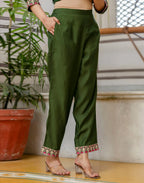 Silk Blend Embroidered Straight 3 Piece Kurta Set