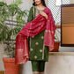 Silk Blend Embroidery Work and Embroidery Lace Straight Kurta with Pant & Dupatta