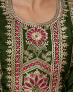 Silk Blend Embroidered Straight 3 Piece Kurta Set
