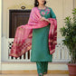 Silk Embroidery Work Straight Kurta with Pant & Dupatta
