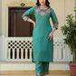 Silk Embroidery Work Straight Kurta with Pant & Dupatta