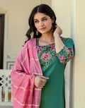 Silk Blend Embroidered Straight 3 Piece Kurta Set