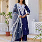 Silk Chikankari Embroidery and Embroidery Lace Straight Kurta with Pant & Dupatta