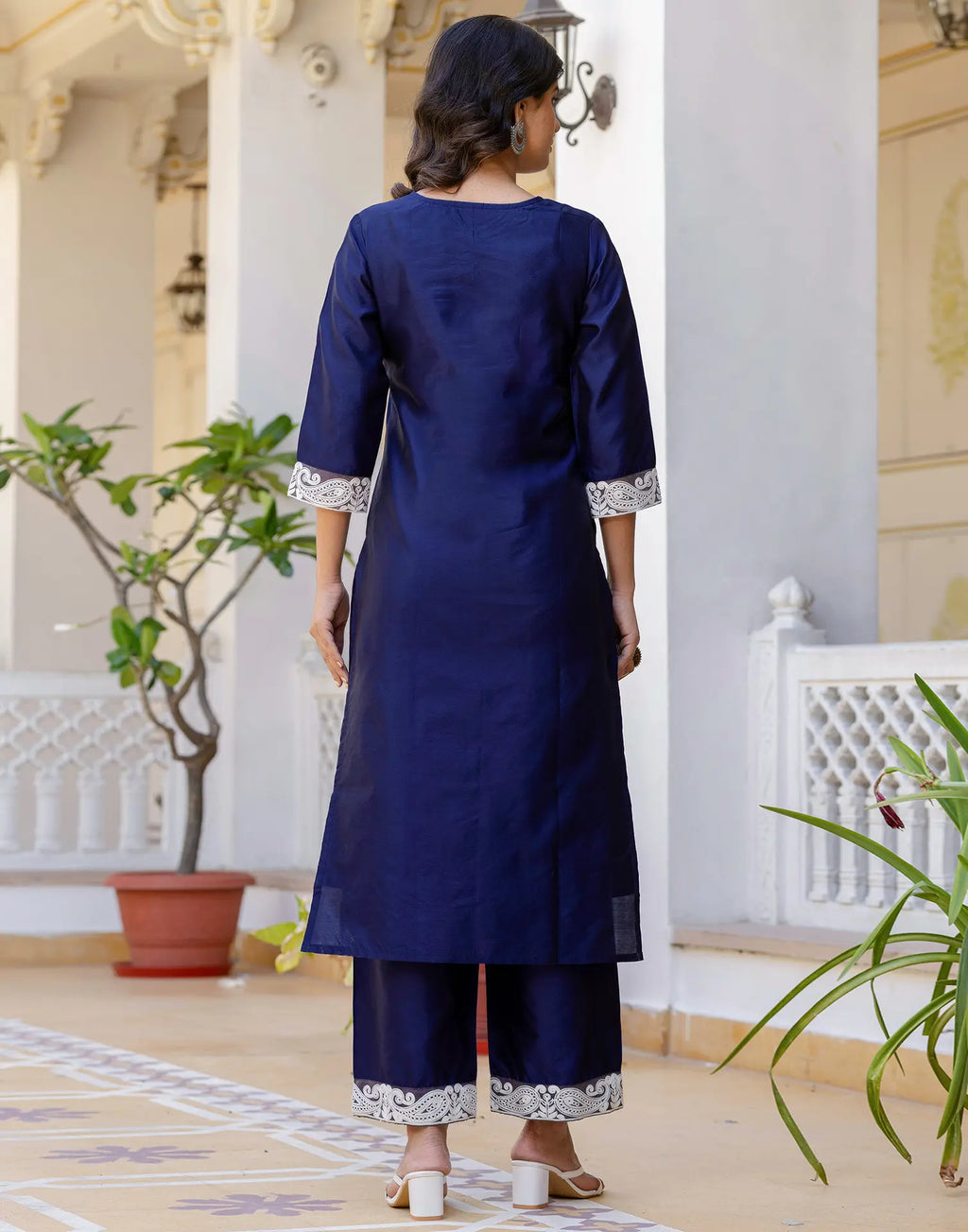 Taffeta Embroidered Straight 3 Piece Kurta Set