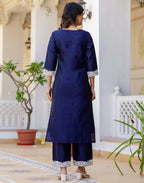 Taffeta Embroidered Straight 3 Piece Kurta Set