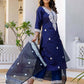 Silk Chikankari Embroidery and Embroidery Lace Straight Kurta with Pant & Dupatta