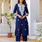 Silk Chikankari Embroidery and Embroidery Lace Straight Kurta with Pant & Dupatta