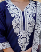 Taffeta Embroidered Straight 3 Piece Kurta Set