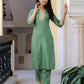 Silk Embroidered Straight Kurta with Pant & Dupatta