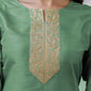 Silk Embroidered Straight Kurta with Pant & Dupatta