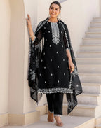 Organza Embroidered Straight 3 Piece Kurta Set