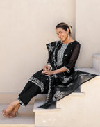 Organza Embroidered Straight 3 Piece Kurta Set