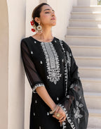 Organza Embroidered Straight 3 Piece Kurta Set